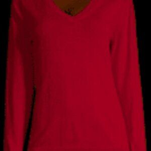 Worthington Women's V-Neck Knit Pullover Long Sleeve  Rumba Red Sweater OX NWT